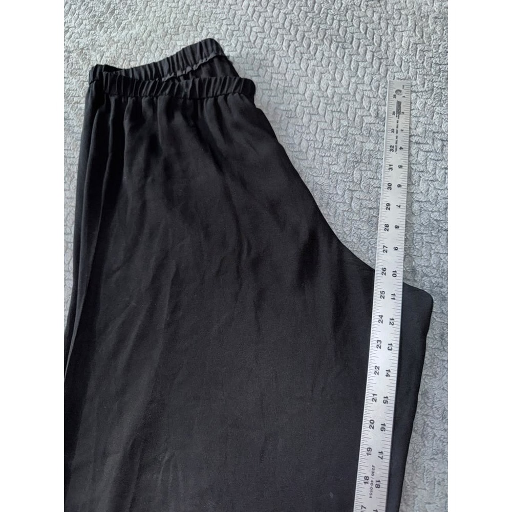 Eileen Fisher Black Silk Wide Leg Cropped Pants Lagenlook Size Medium - Picture 8 of 9